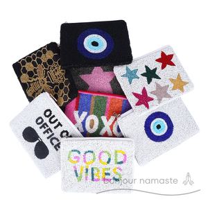 Portamonete divertente in tessuto di cotone con perline fatte a mano |   Snack Money MOM Stars Office |   Cerniera Artigianale per Ragazze: Dichiarazione di Eticità - Product Image 3