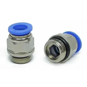Raccord pneumatique droit en métal industriel pour connexion d'air pour machines - Product Image 1