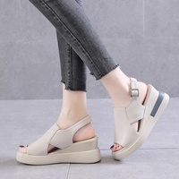 Sandalen New Fish Mouth Design Dicke Sohle One Strap Wedge Heel Damen Sandalen zum Einkaufen