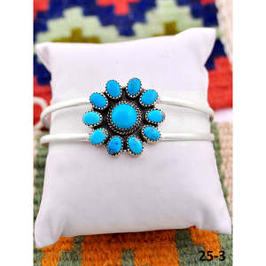 Handmade Southwest Style Kingman Turquoise & Sterling <b>Silver</b> <b>Cuff</b> <b>Bracelet</b> Fashion Accessory - Product Image 3