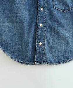 Veste en Denim Asymétrique à Epaule Simple pour Femme, Bouton Lavé Vintage, Poche Patch 100% Coton - Product Image 6