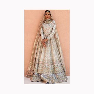 Designer traditionnel lourd rouge malais Satin soie concepteur lourd nuptiale Lehenga Choli produit à vendre - Product Image 1