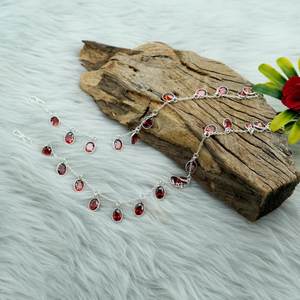 Tobilleras de Latón con Granate Natural Genuino de 10 Pulgadas, Piedra Preciosa Marrón, Estilo Religioso, Ajustables, Par de Regalo para Ella - Product Image 4