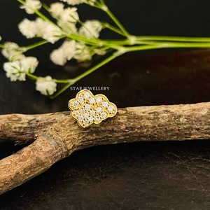 14K Solid Gold Natural Diamond Vintage Cloud Piercing Fine Jewelry. - Product Image 4