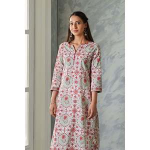 Madhuban Kurta Maxi à fleurs pour femmes - Style coréen - Tenue de soirée - Taille unique - Product Image 1