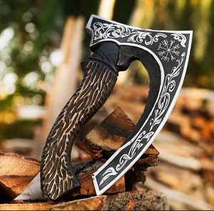 Cuchillo para Pizza de Acero al Carbono de Alta Calidad con Diseño Nuevo para Acampar, Hacha Premium para Exteriores con Funda de Cuero Fino - Product Image 4