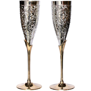 Handcrafted Copper Brass Wine <b>Glass</b> Set With Floral Engraved Design Fully Handmade Luxury <b>Vintage</b> Goblet For Bar & Wedding Drink - Product Image 5