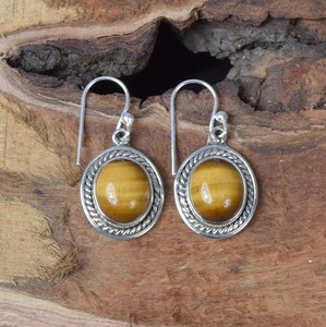 925 argent Sterling Style bohème oeil de tigre pierres précieuses boucles d'oreilles goutte élégant balancent conception bijoux de mariage cadeau pour les femmes - Product Image 2