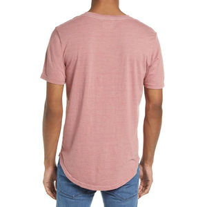 Camiseta personalizada de algodón y poliéster suave con dobladillo curvo para hombre, Camiseta con cuello en V y mezcla de tres materiales personalizada para hombre - Product Image 2