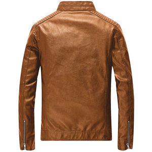 Chaqueta bomber de cuero de motocicleta ajustada para hombre de diseño personalizado OEM ropa informal a precio mayorista - Product Image 3