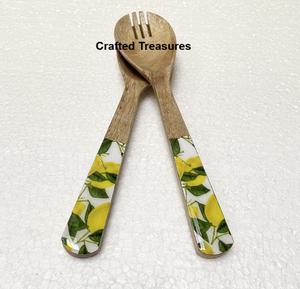 ชุดเสิร์ฟสลัดช้อนส้อมพิมพ์ลายไม้และเคลือบหรูหราไม่เหมือนใครสำหรับเครื่องครัวเครื่องใช้บนโต๊ะอาหารของใช้ในบ้าน - Product Image 5