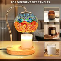 Lampe chauffe-cire électrique en verre mosaïque coloré de style marocain avec interrupteur minuterie réglable et base en bois – Vente en gros