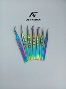 Pince à cils à pointe en fibre, motif cœur, en acier inoxydable massif, multicolore arc-en-ciel, droite et pointue, pour isolation des cils - Product Image 4