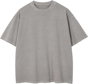 Camiseta cuadrada recortada de algodón 100% con estampado Dtg, hombros caídos, doble capa, 270 Gsm, camiseta de gran tamaño, camiseta de doble capa - Product Image 3