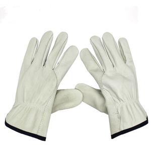 ถุงมือขับรถหนังแพะแบบมีปีกขนาด10นิ้วถุงมือหนังวัวสำหรับขับรถสีขาวสีเหลือง - Product Image 3