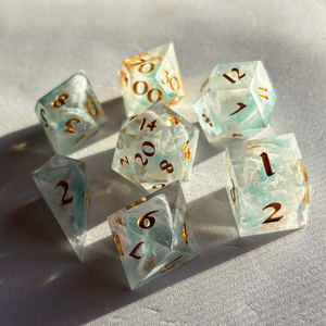 Juego de Dados de Resina con Brillantina de Colores |   Dados Poliédricos Personalizados con Bordes Afilados para Juegos de Rol - Product Image 5