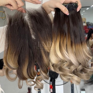 Extensiones de Cabello Humano Vietnamita de la Más Alta Calidad, Color Ombre, Cabello Virgen y Elástico, Juego de Paquetes con Cierre 2025 - Product Image 5