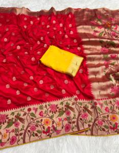 Auténtico Sari Paithani de seda Dola con tejido AllOver Zari y exquisito Pallu rico Ideal para ropa nupcial y festiva - Product Image 2