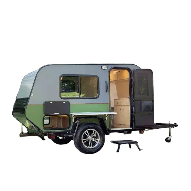 Manley Off Grid Teardrop Campistas Motorhomes Caravana RV Mini Trailer de Viagem de Fibra de Vidro, mini trailer de lágrima