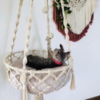 Balançoire suspendue en macramé pour animaux de compagnie, panier suspendu pour chat, hamac tissé à la main pour intérieur