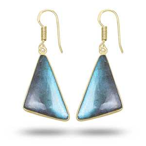 Labradorite Earring Simple Fashion Exquisite Temperament Design Advanced Sense Popular Handmade Jewelry 18k Gold plated brass - Product Image 3