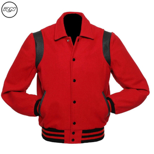 Veste en cuir de haute qualité personnalisée OEM Streetwear d'hiver Bomber de sport col montant veste d'université brodée en chenille - Product Image 3