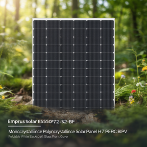 Panneau solaire monocristallin et polycristallin Emrys Solar ES550M72-S2-BF HJT PERC BIPV pliable avec couche arrière blanche et couvercle avant en verre - Product Image 3