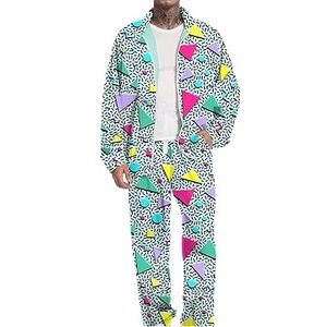 Conjuntos de pantalones cortavientos regulares formales con revestimiento de Primavera al por mayor chándales de dos piezas de nailon de tres tonos conjunto cortavientos colorblock - Product Image 3