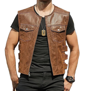 Venta superior estilo único Chaleco de cuero de invierno con decoración de botones logotipo personalizado transpirable a prueba de viento Casual longitud corta precio bajo - Product Image 2