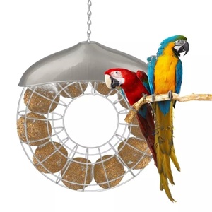 Alimentador de pájaros de metal duradero y fácil de limpiar con detalles adornados Cuenco de almacenamiento de alimentos para pájaros de patio trasero Alimentador de pájaros en caja - Product Image 2