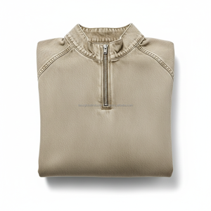 Pull à col zippé en coton lavé, coupe oversize, vente en gros, commande en vrac, OEM, étiquette privée personnalisée - Product Image 6