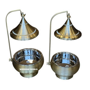 Ensemble de trois casseroles de service en métal de forme ronde de qualité supérieure faites à la main, fantaisie et élégantes, nouvelles casseroles en métal de table - Product Image 5