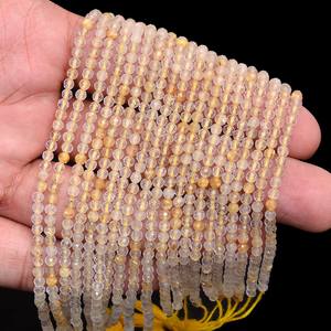 ลูกปัดหินควอทซ์เจียระไนสีทองขนาด3มม.-4มม. ลูกปัดแบบเหลี่ยมเพชรพลอยสังเคราะห์แบบธรรมชาติลูกปัดหลวมสำหรับเป็นเครื่องประดับ - Product Image 2