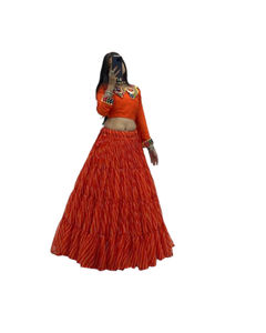 Blusa bordada Lehenga Choli Dupatta para mujer tradicional paquistaní india, ropa de fiesta de boda, diseño de red hasta el suelo, Invierno - Product Image 1
