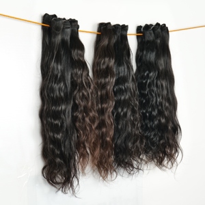 100% cuticule non traitée alignée en gros naturel ondulé lâche vague profonde faisceaux couleur noire Temple indien Extensions de cheveux humains - Product Image 2
