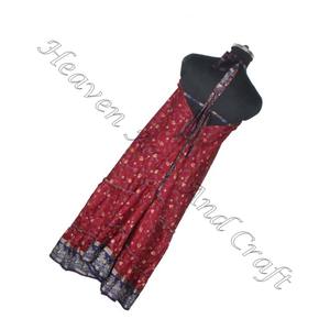 Hippy Boho vêtements décontracté Western femmes Vintage soie Sari Boho longue Maxi robe dames élégant dîner robe sans manches soirée - Product Image 2