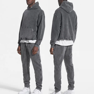 Conjunto de pantalones de chándal y Sudadera con capucha vintage unisex, ropa de calle recortada en blanco con logotipo personalizado para conjuntos de chándal con estampado unisex - Product Image 6
