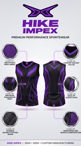 เสื้อกล้าม HIKE IMPEX สีดำ สำหรับผู้ชาย ผ้าถักสแปนเด็กซ์ ป้องกันแบคทีเรีย สปอร์ต ทรงวีเนค เหมาะสำหรับปั่นจักรยาน แข่งรถ  รับผลิตเสื้อทีมตามสั่ง - Product Image 2