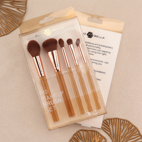 Set Kuas Makeup Nilon Lembut Gagang Plastik Rose Gold untuk Foundation, Bedak, Eyeshadow, Concealer, Perlengkapan Kuas Kosmetik