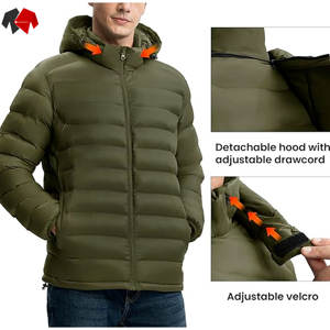 Chaqueta acolchada de invierno personalizada para hombre con cuello levantado, tela tejida de estilo informal, teñido liso y diseño de logotipo personalizado - Product Image 5