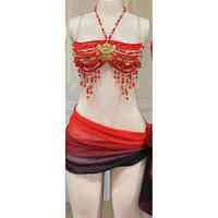 Soutien-gorge orange de vente chaude pour le costume perlé de danse orientale de femmes avec la qualité supérieure
