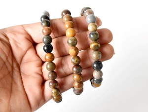 Bracelet en bois pétrifié brun de 8 mm, perles rondes, pierres précieuses naturelles pour la méditation, bijoux de mode, vente en gros - Product Image 2
