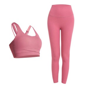 Wholesale Sport Bra Legging <b>Top</b> Gym Tight Sportswear 2 piece sports set Women Fitness Seamless legging bra set - Product Image 5
