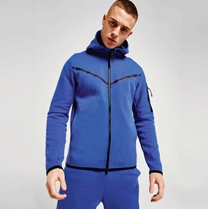 OEM Design 69% Cotton 31% Polyester Royal Blue Men <b>Tech</b> Fleece Tracksuit Full Zip Hoodie Joggers Sweatpants Sweatsuit - Product Image 2