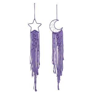 Decoración de Pared de Macramé de Algodón Tejido Estilo Boho, Atrapasueños con Estrella y Luna para Dormitorio o Sala de Estar, Paquete Individual - Product Image 1
