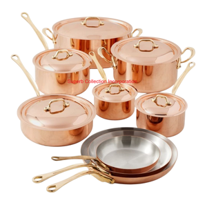 Handi en cuivre pur martelé de qualité supérieure avec poignées en verre pour la cuisine et le service indiens, casserole traditionnelle pour biryani, pot à ragoût - Product Image 6