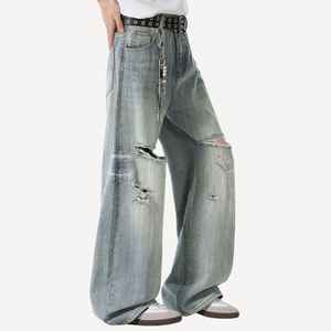 กางเกงยีนส์ทรงหลวมสไตล์ลำลองสำหรับผู้ชาย คุณภาพสูง พร้อมโลโก้สั่งทำพิเศษ ทรงขาบาน - Product Image 3