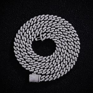 Iced Out Round Cut 40 Carat Moissanite Rhodium Plated Cuban Link Chain <b>Bracelet</b> for <b>Men</b> Women Party Wedding 925 <b>Sterling</b> <b>Silver</b> - Product Image 2