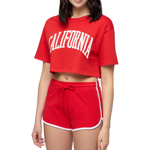 Mini camiseta roja acanalada de tela de punto, pantalones cortos para mujer, Top corto sin mangas 2025, pantalones cortos de cintura alta, conjunto de 2 piezas para mujer - Product Image 1