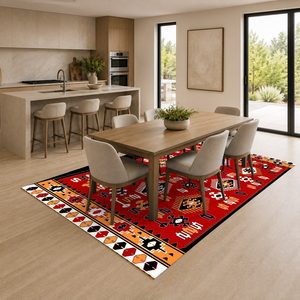 Tapis RUGS DEPOT LXDP-0689 en gros, rouge bordeaux, patchwork vintage, imprimé numériquement, lavable en machine, chenille, antidérapant - Product Image 4